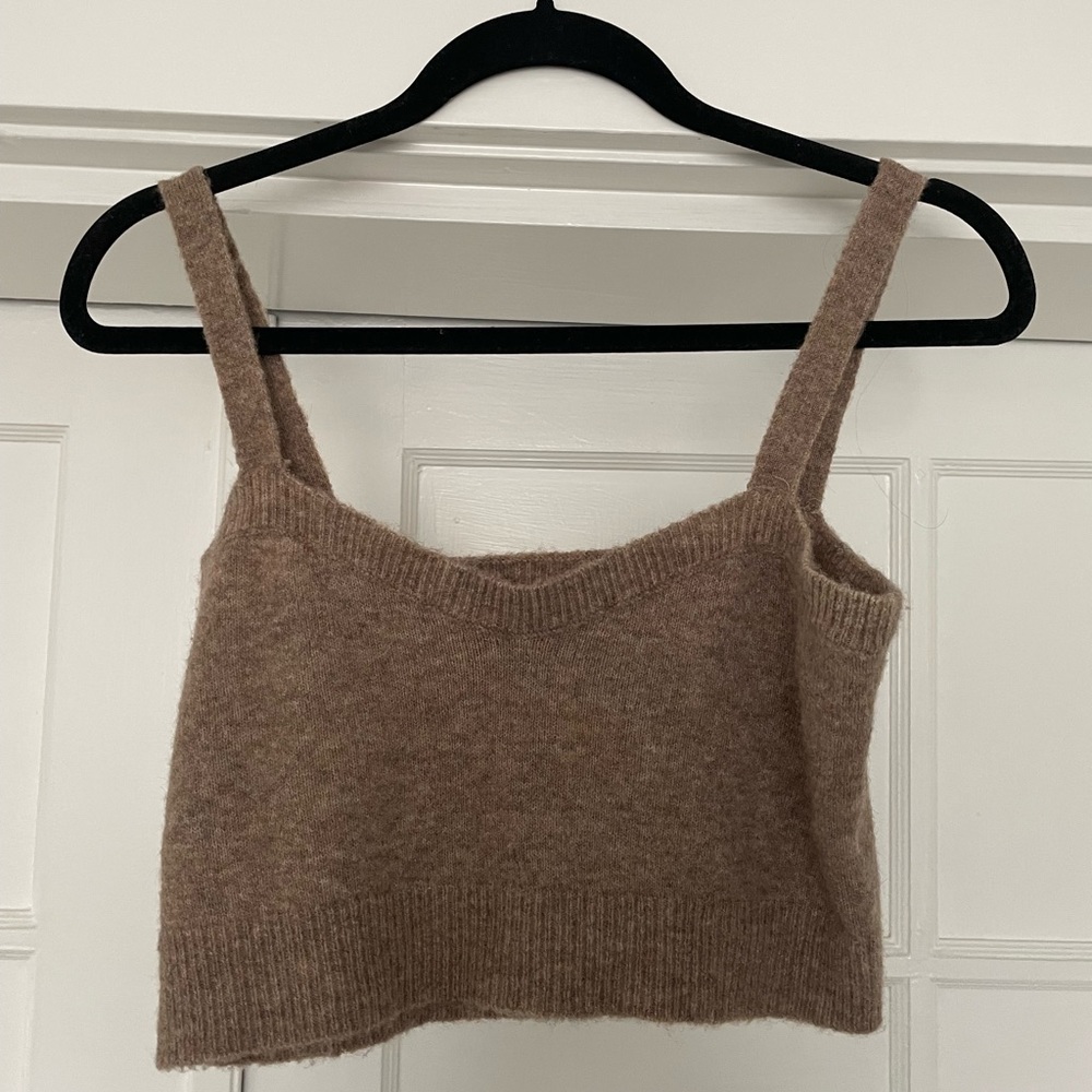 Knit Zara Crop Top Tank in warm brown